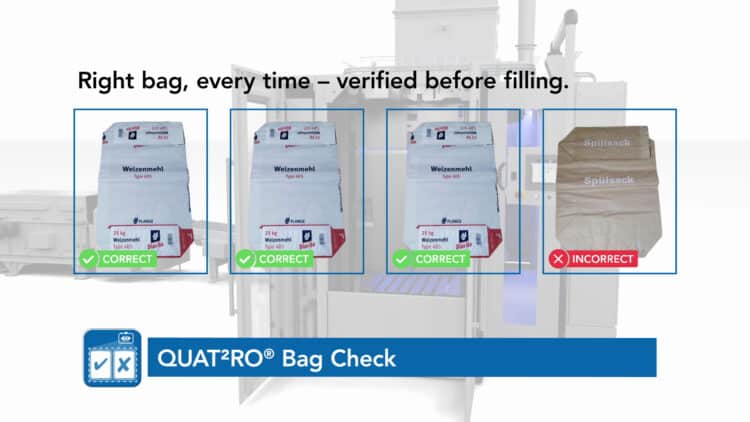 The new AI-powered QUAT2RO BAGcheck prevents the use of incorrect bags in industries including cement. Image: Haver & Boecker
