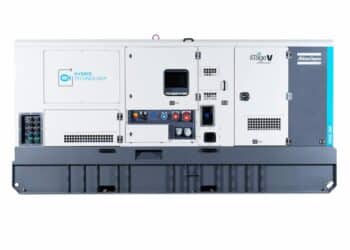 The new compact hybrid power range combines diesel engine and battery technology in one rental-ready unit. Image: Atlas Copco