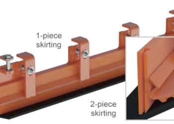 The choice of one- or two-piece ApronSeal Urethane Skirting depends on the available space along the belt edge. Image: © Martin Engineering