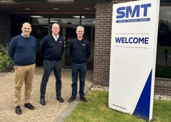 From left: Ryan Hollebone, director - compact equipment, SMT GB; Patrick Desmond, general manager, Kioti UK; Chris Clark, operations manager, Kioti UK. Image SMT GB