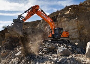 The DX360LC-9 smart crawler excavator is making its steinexpo debut. Image: Develon