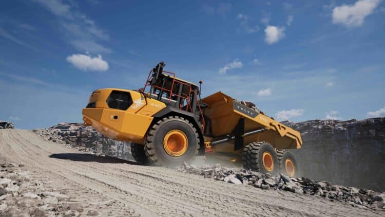 Volvo CE’s newly developed A40 Electric articulated hauler will be among the machines on show. Image: Volvo CE
